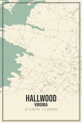Retro US city map of Hallwood, Virginia. Vintage street map.