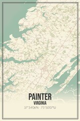 Retro US city map of Painter, Virginia. Vintage street map.