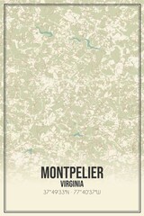Retro US city map of Montpelier, Virginia. Vintage street map.