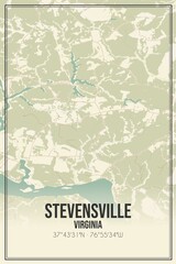 Retro US city map of Stevensville, Virginia. Vintage street map.