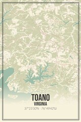 Retro US city map of Toano, Virginia. Vintage street map.
