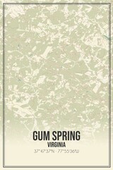 Retro US city map of Gum Spring, Virginia. Vintage street map.