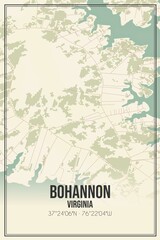 Retro US city map of Bohannon, Virginia. Vintage street map.