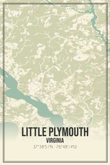 Retro US city map of Little Plymouth, Virginia. Vintage street map.