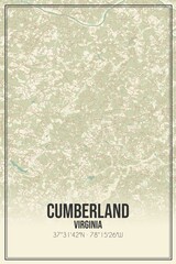Retro US city map of Cumberland, Virginia. Vintage street map.