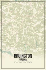 Retro US city map of Bruington, Virginia. Vintage street map.