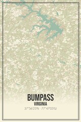 Retro US city map of Bumpass, Virginia. Vintage street map.