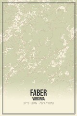 Retro US city map of Faber, Virginia. Vintage street map.