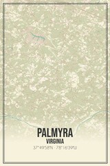 Retro US city map of Palmyra, Virginia. Vintage street map.