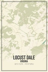 Retro US city map of Locust Dale, Virginia. Vintage street map.