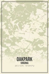 Retro US city map of Oakpark, Virginia. Vintage street map.