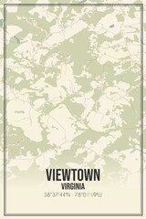 Retro US city map of Viewtown, Virginia. Vintage street map.