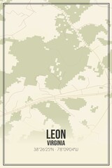 Retro US city map of Leon, Virginia. Vintage street map.