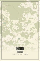 Retro US city map of Hood, Virginia. Vintage street map.
