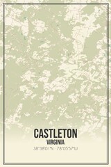 Retro US city map of Castleton, Virginia. Vintage street map.