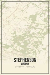 Retro US city map of Stephenson, Virginia. Vintage street map.