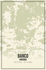 Retro US city map of Banco, Virginia. Vintage street map.