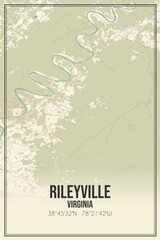 Retro US city map of Rileyville, Virginia. Vintage street map.