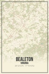 Retro US city map of Bealeton, Virginia. Vintage street map.