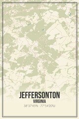 Retro US city map of Jeffersonton, Virginia. Vintage street map.