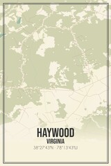 Retro US city map of Haywood, Virginia. Vintage street map.