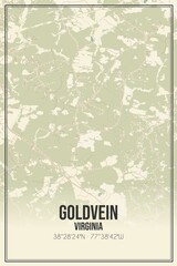 Retro US city map of Goldvein, Virginia. Vintage street map.