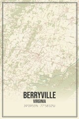 Retro US city map of Berryville, Virginia. Vintage street map.
