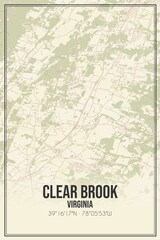 Retro US city map of Clear Brook, Virginia. Vintage street map.