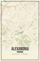 Retro US city map of Alexandria, Virginia. Vintage street map.