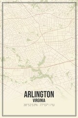 Retro US city map of Arlington, Virginia. Vintage street map.