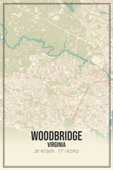 Retro US city map of Woodbridge, Virginia. Vintage street map.
