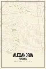 Retro US city map of Alexandria, Virginia. Vintage street map.