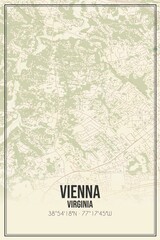 Retro US city map of Vienna, Virginia. Vintage street map.