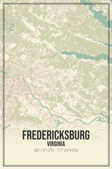 Retro US city map of Fredericksburg, Virginia. Vintage street map.