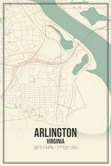 Fototapeta na wymiar Retro US city map of Arlington, Virginia. Vintage street map.