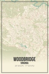Retro US city map of Woodbridge, Virginia. Vintage street map.