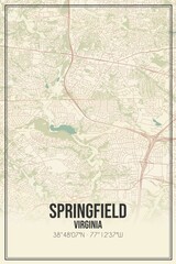 Retro US city map of Springfield, Virginia. Vintage street map.
