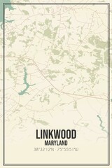 Retro US city map of Linkwood, Maryland. Vintage street map.