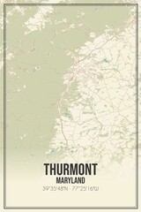 Retro US city map of Thurmont, Maryland. Vintage street map.