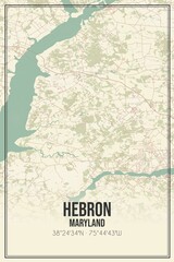 Retro US city map of Hebron, Maryland. Vintage street map.