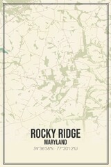 Retro US city map of Rocky Ridge, Maryland. Vintage street map.