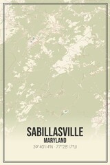 Retro US city map of Sabillasville, Maryland. Vintage street map.