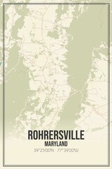 Retro US city map of Rohrersville, Maryland. Vintage street map.