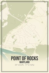 Retro US city map of Point Of Rocks, Maryland. Vintage street map.