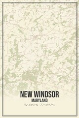 Retro US city map of New Windsor, Maryland. Vintage street map.