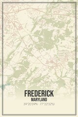Retro US city map of Frederick, Maryland. Vintage street map.