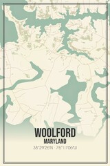 Retro US city map of Woolford, Maryland. Vintage street map.