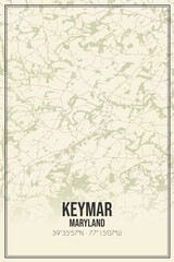 Retro US city map of Keymar, Maryland. Vintage street map.