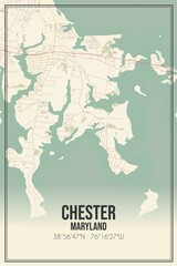 Retro US city map of Chester, Maryland. Vintage street map.