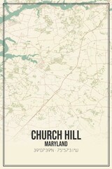 Retro US city map of Church Hill, Maryland. Vintage street map.